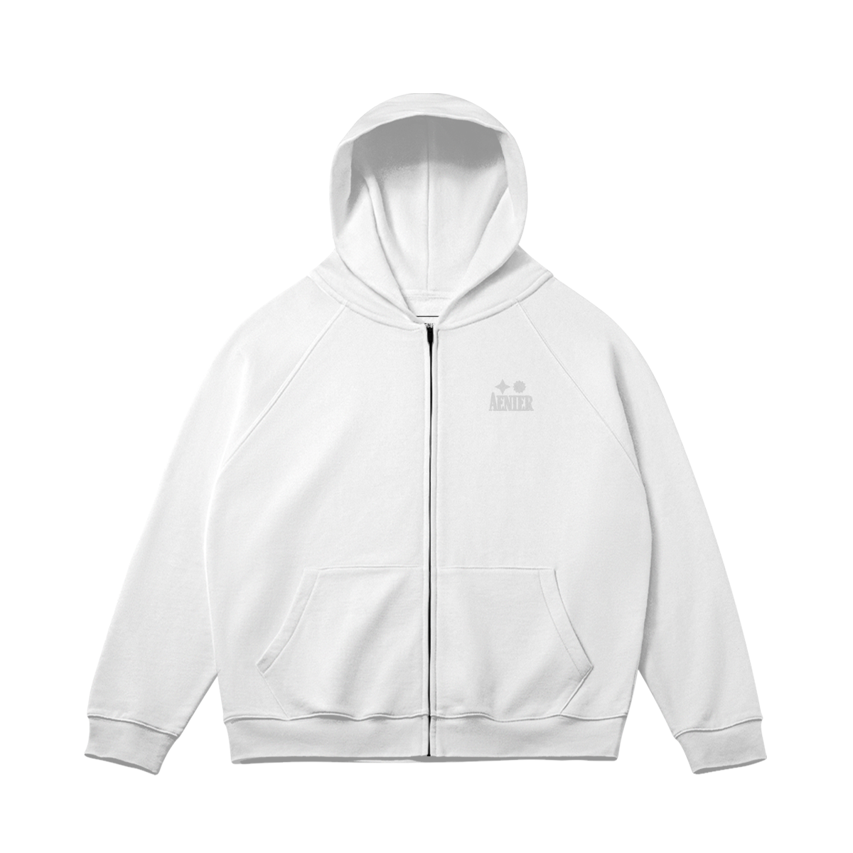 White Heavyweight Zip Hoodie