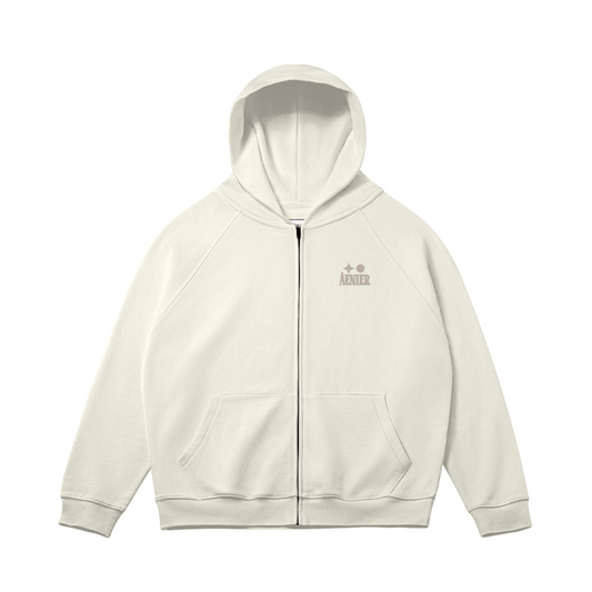 Light Cream Heavyweight Zip Hoodie